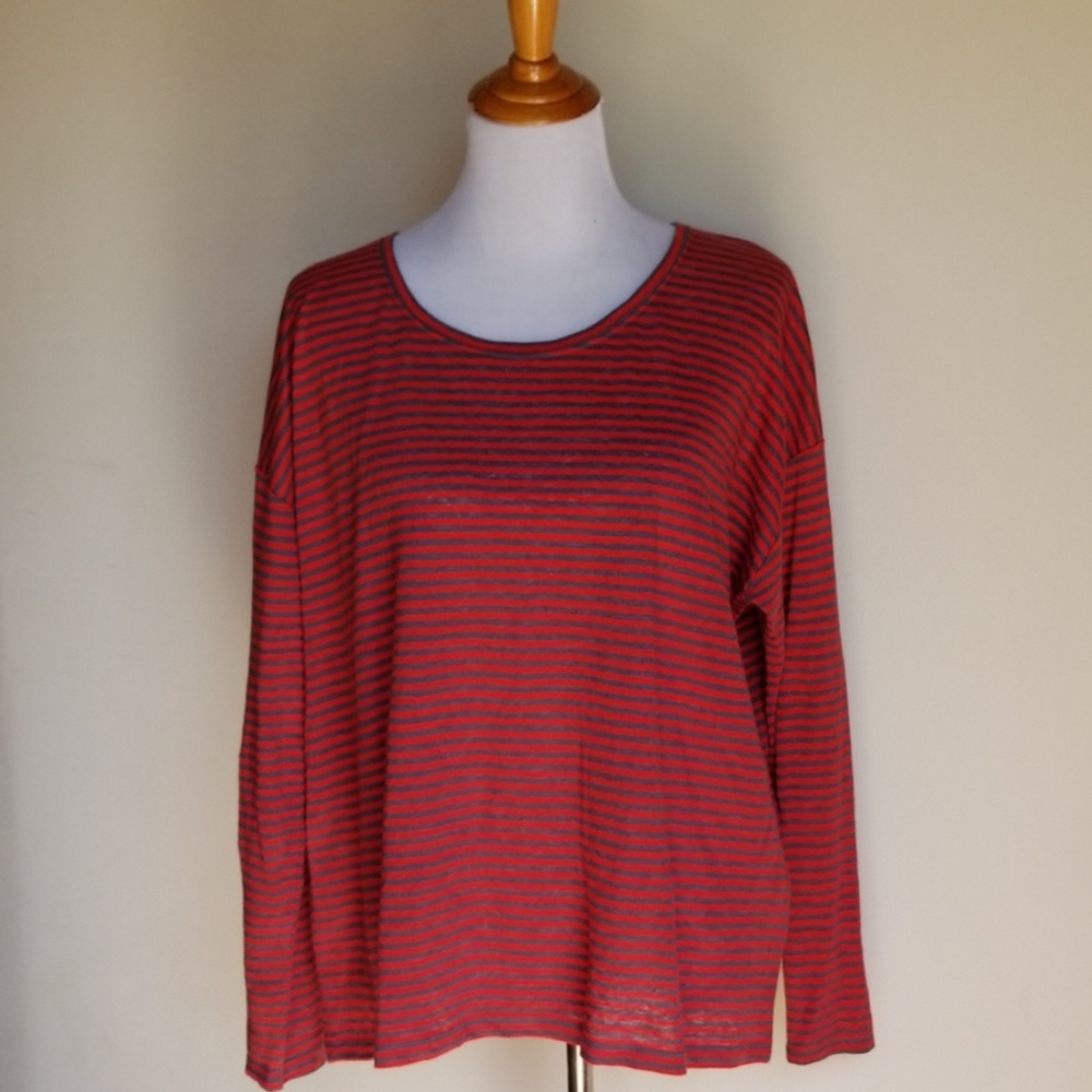 Eileen Fisher Medium Linen Drop Shoulder Top